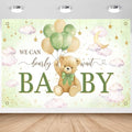 Avezano We Can Bearly Wait Banner Bear Baby Shower Decorations Bear Baby Shower Backdrop Teddy Bear Baby Shower Banner for Boys Girls (Green, 8 x 6 ft) by AVEZANO