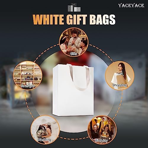 40pcs Medium Size White Paper Gift Bags with Ribbon Handles - Bulk Wedding & Party Bags - Image 7