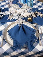 DII Buffalo Check Collection, Classic Farmhouse Tablecloth, 70" Round, Navy & Cream - Image 5
