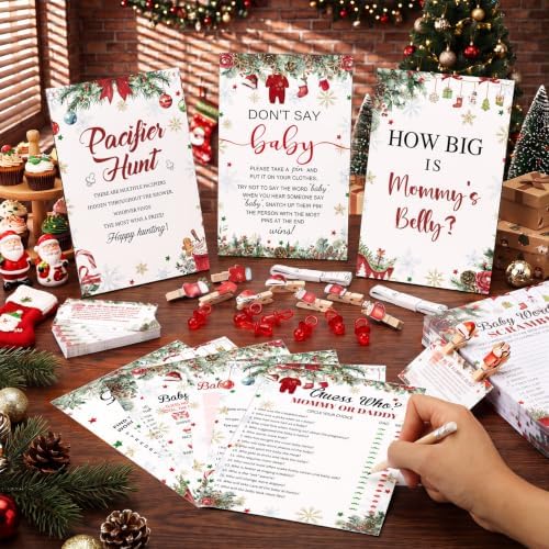 Sherr 476 Pcs Christmas Santa Baby Shower Games, 8 Sets Games Activities - Image 2