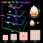 Rechargeable LED Cupcake Stand for 50 Cupcakes, 7 Colors Light Clear Cupcake Holder, 4 Tier Cupcake Tower, Acrylic Dessert Table Display Set for Weddings, Christmas, Birthday, Parties - Image 4