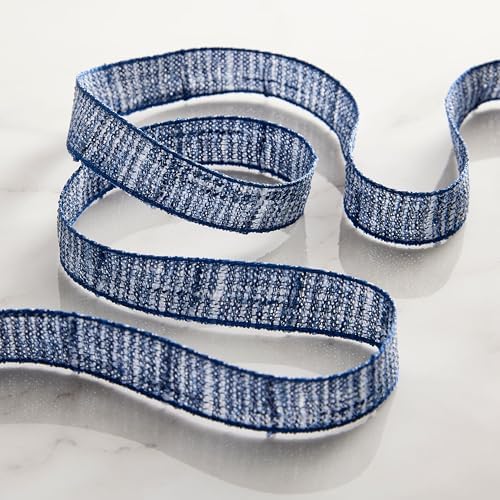 Celebrate It 5/8" x 7yd. Faux Cotton Ribbon – Blue, Non-Wired with Woven Edge, Polyester – Ideal for Gift Wrapping, Baskets & DIY Decor, 12 Pack - Image 2