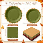 Zhehao 150 Pcs Deep Fall Paper Plates Napkins Serves 50 - Image 3