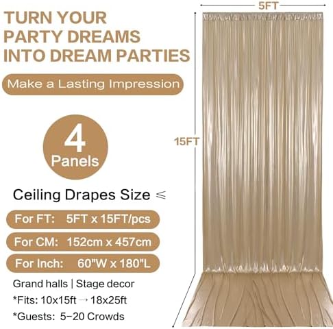 20x15FT Champagne Gold Sequin Backdrop Curtain Double Sided - Image 6