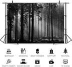 9x6ft Black and White Forest Backdrop Sunlight Beams Misty Trees Vertical Trunks Photography Background Natural Landscape Wedding Decoration Birthday Banner Portrait Photo Booth Prop - Image 5