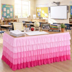9ft Pink Tutu Tulle Table Skirt for Rectangle Round Tables Chiffon Table Cloth for 1st Birthday Party Decorations Baby Shower Girls Parties Cake Dessert Table Decorations Ruffle Table Skirting by Tao-GePartyDecorations