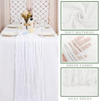 12 Pcs White Cheesecloth Table Runner 10FT Runner for Tables Gauze Fabric Boho Cheese Cloth Table Runner Decoration Rustic Semi Sheer Runner for Wedding Birthday Holiday Bridal Shower Party (White) - Image 2