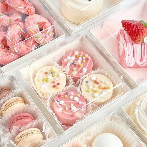 Ocmoiy Small Charcuterie Boxes with Clear Lids, 4 Inches, 100 Pack, White - Image 6