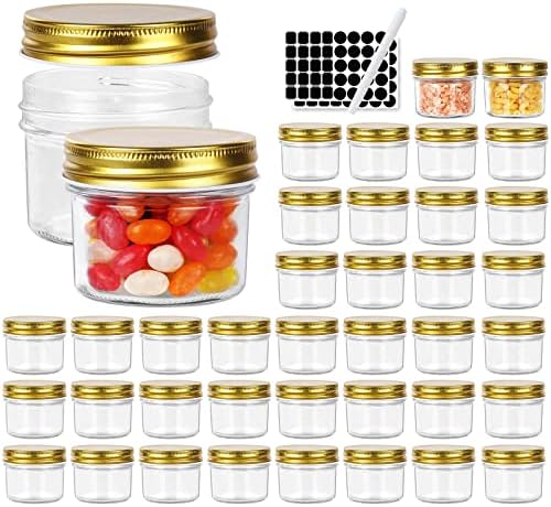 Betrome 40 Pack 4 oz Clear Glass Mason Jars,Small Canning Jars with Lids by Betrome