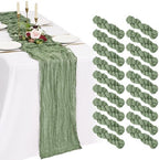 18 Pack Cheesecloth Table Runner 10FT Sage Green Table Runner Boho Gauze Cheese Cloth Table Runners Long Rustic Sheer Table Decorations for Wedding Party Baby Bridal Shower Birthday Holiday Home by Showgeous