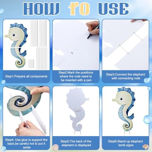 4 Pack Under the Sea Baby Shower Decorations Sea You Soon Baby Shower Decorations 23 Inch Ocean Animal Cardboard Cutout Blue Turtle Seahorse Starfish Shell Stand-ups Photo Booth Props - Image 6