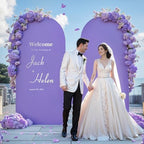 6.6FT Lavender Arch Backdrop Cover - Polyester Fitted Wedding Arch Stand Covers Round Top Chiara Arch Backdrop Cover for Birthday Party Banquet Photo Background Decoration - Image 4