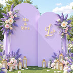 Lavender Arch Backdrop Cover Set of 2-7.2 and 6ft Lilac Light Purple Arch Covers Stretchy Backdrop Spandex Baby Shower Arch Stand Covers for Girls Birthday Party Wedding Bridal Shower Photo Background - Image 3
