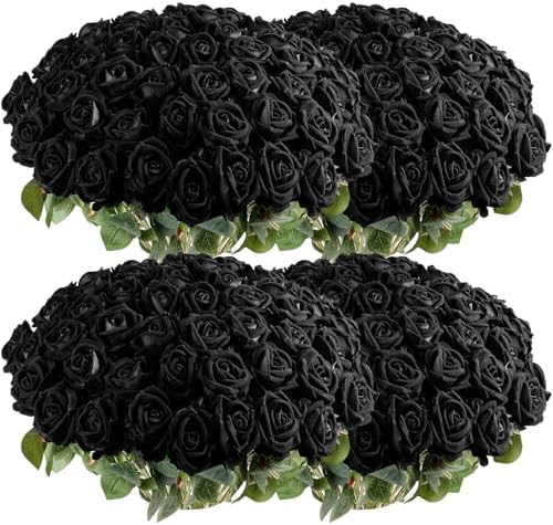 Auihiay 104PCS Black Roses, Faux Roses, Artificial Flowers Roses by Auihiay