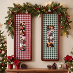 Lineshading 2 Pcs Wood Photo Strip Frames 12×4 Inch, Red Green Plaid - Image 2