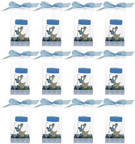 Keepsake Figurine 12 pcs Stork Carrying Baby Boy on Bottle | Awesome Decorations or Party Favors | for Pregnancy Announcements, Gender Reveals, Birthday and Special Celebrations - Image 3