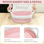 8 Pack Small Woven Baskets with Gift Bags & Ribbons & Cards, Cotton Rope Durable Storage with Handles 12"x8"x5" Empty Gift Baskets for Mother's Day, Baby Showers, Birthdays & Raffle (Pink) - Image 5