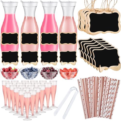 Mumufy 82 Pcs Mimosa Bar Supplies Carafes Flutes, Groovy, Mixed Colors by Mumufy