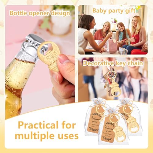 50Pcs Popping Bottle Openers Keychain Baby Shower Party Favors for Guests Bottle Opener Return Gift Souvenirs with Organza Bags Cards for Gender Reveal Theme Decoration Supplies（Love Bottle Style） - Image 7