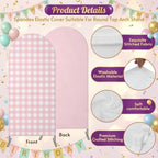 Pink Buffalo Arch Backdrop Cover 7.2 FT, Gingham Striped Pink Plaid Wedding Arch Cover Stretchy Romantic Rustic Backdrop Stands Covers for Birthday Bridal Party Celebration Ceremony Banquet Decor - Image 5