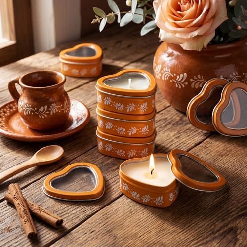 16 Pcs Cielito Lindo Party Candles Mexican Scented Candle in Tin Box Heart Shaped De Barro Floral Candle Box Cielito Lindo Party Favor Gift for Shower Making DIY Craft, Lavender Scented(Classic) - Image 5