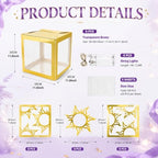 6 Sets Princess Sun Decoration Boxes with Stickers with Light, Large 11.8 in Golden Princess Sun Lantern Boxes for Birthday Baby Shower Wedding Party Photo Props - Image 2