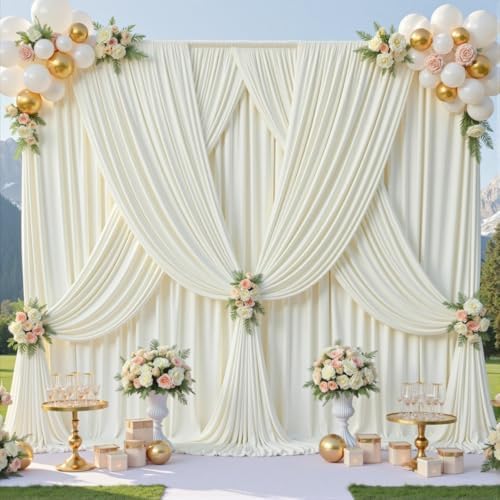40ft x 10ft Wrinkle Free Ivory Wedding Backdrop Curtains for Party Bridal Shower Reception Decorations Ivory Fabric Curtain Backdrops Drapes for Photography Baby Shower Birthday Background - Image 4