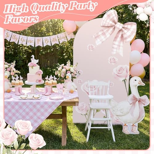 Novabright 2 Pcs One Silly Goose Party Decoration Pink Bow 5ft/2.5ft - Image 2
