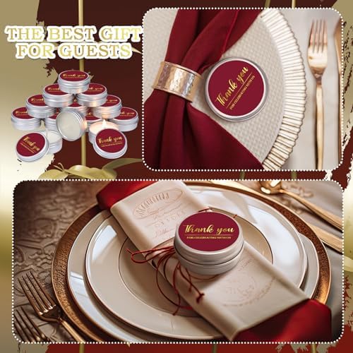 MTLEE 50 Pcs Burgundy Thank You Candles Baby Shower Wedding Favors - Image 5