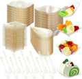 Tessco for you 400 Pcs Mini Appetizer Plates Set Including 200 Disposable Dessert Plates Assorted Shape 100 Mini Plastic Forks 100 Plastic Spoons for Party (Glitter Style, Gold Glitter) by Tessco