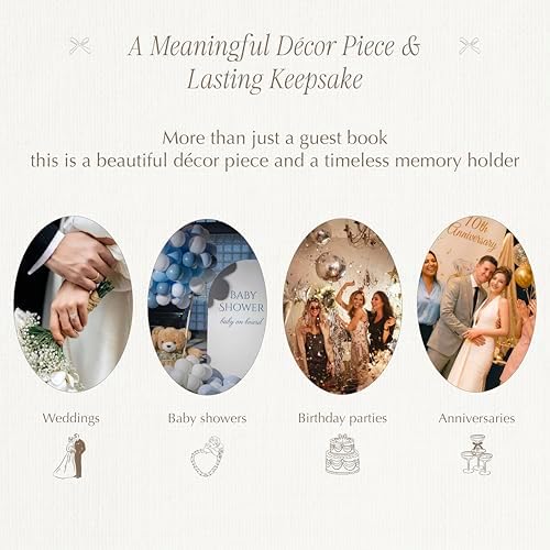 Embroidered Wedding Guest Book, 9 x 7 in, 160 Acid-Free Pages (Ivory) - Image 7