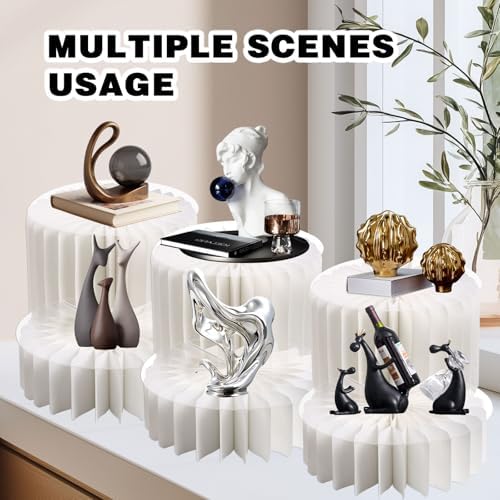 4 Pcs Buffet Risers - Foldable Paper Risers Display Stands, White - Image 6