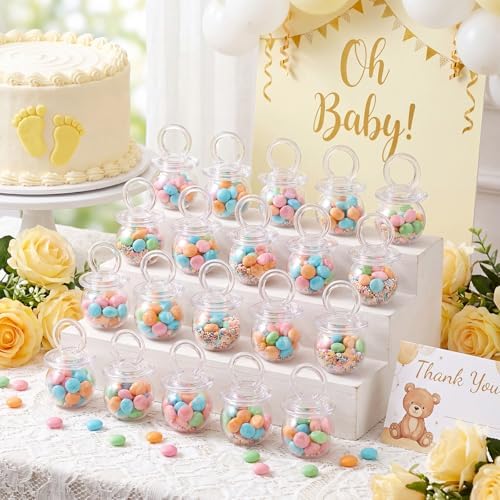 Nuenen 36 Pcs Baby Shower Favors, Mini Pacifier Candy Bottles 3.15", Clear - Image 4