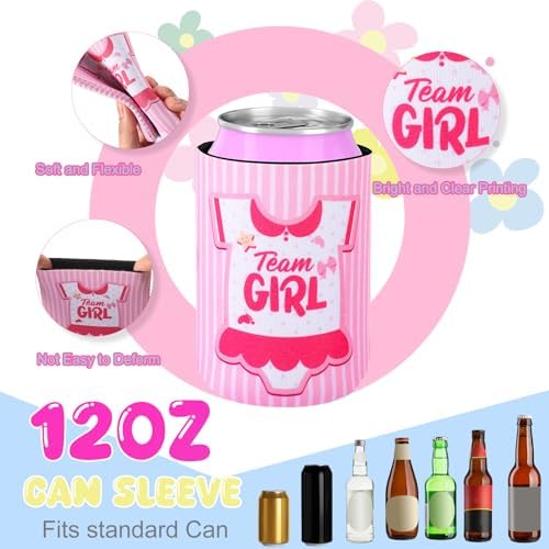 36 Count Boy or Girl Gender Reveal Decorations Team Girl Team Boy Can Coolers Sleeves Gender Reveal Can Coolers Pink and Blue Coolies for Baby Party Supplies - Image 4