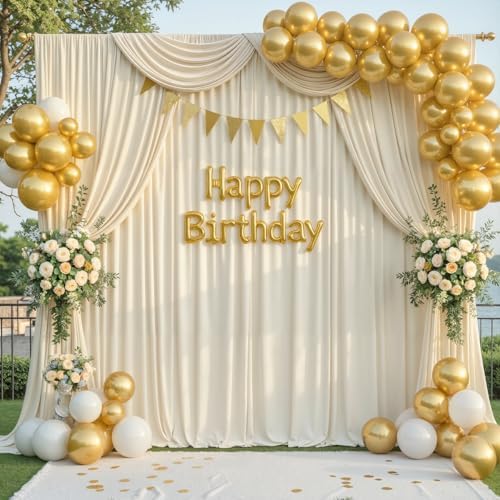 10x10ft Beige Backdrop Curtain for Parties, Wrinkle Free Fabric Wedding Backdrop Curtain, Photo Backdrop Drapes for Birthday Party Baby Shower Bridal Shower Photography, 2 Panels 5x10FT by Suppromo