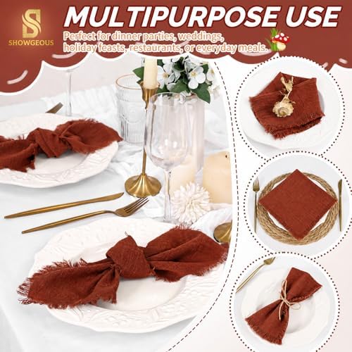 Showgeous 30 Pack Terracotta Cloth Napkins with Fringe, 16x16 inch - Image 6