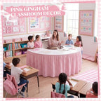 Back to School Pink Gingham Teacher Desk Skirt for Classroom - Image 5
