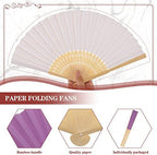 Yinkin 100 Pack Folding Hand Fans Bamboo for Party Favors, Multi Colors - Image 3