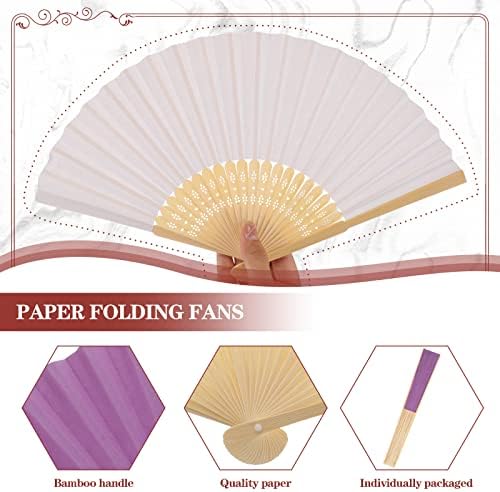 Yinkin 100 Pack Folding Hand Fans Bamboo for Party Favors, Multi Colors - Image 3