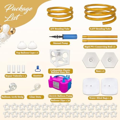 Balloon Arch Kit with Pump 8.2FT/5FT Gold Half Arch Balloon Stand for Party - Image 4