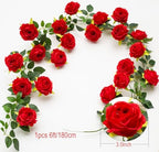 2Pcs 12Ft Bendable Flower Garland Faux Rose Vine for Wedding Decor,Red - Image 5