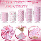 HunnmingRe 5 Pcs Pink Bow Cylinder Pedestal Stand Covers Flexible Cylinder Stand Covers for Girly Party Backdrop Baby Shower Birthday Wedding Dessert Tables Decor Party Display Decor - Image 3