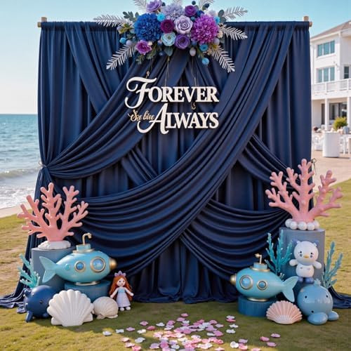 20ft x 12ft Wrinkle Free Navy Blue Backdrop Curtain for Parties, Silky Photo Backdrop Drapes 12FT Long Back Drop Cloth for Wedding Birthday Photography Background Decor by CO-AVE