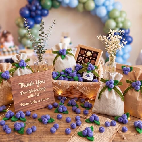 Moukeren 36 Pcs Blueberry Baby Shower Decorations Artificial Fake Felt Blueberry Birthday Decoration a Berry Sweet Baby is on The Way Supplies for Babys Shower Decor - Image 4