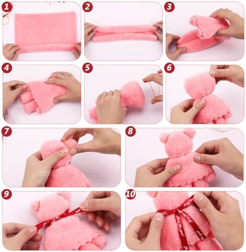 Beaupretty 12 Pcs Bear Shaped Coral Fleece Wash Cloths Soft Hand Towels with Transparent Bags for Party Favors Wedding Baby Shower - Image 4