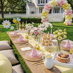 Festiva 60PCS Clear Pink Gold Plastic Plates - Heavy Duty Fancy Disposable Plates With Gold Rim-serve for 30 guests Include 30PCS 10.25" & 30PCS 7.5" Honeycomb Design Plates for Party(Pink) - Image 5
