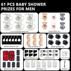 61PCS Baby Shower Prizes for Men 6 Set with Premium 12 OZ Enamel Mug Bottle Opener Manicure Kit Wood Comb Bear Towel Keychain Bath Sponge Gift Bag Baby Shower Game Prizes for Winner Bachelor Party - Image 3