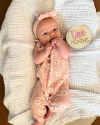 Monthly Baby Milestone Cards for Girls – 13 Wooden 3D Milestone Discs with Hello World Birth Announcement Sign – Newborn Photo Props for Baby Girl - Image 3