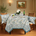 Ridhi Asparagus Blue Paisley Hand Block Print Cotton Rectangle Tablecloth 52x72 inch Reusable Table Cover Decorative Everyday Use for Dining Room, Farmhouse, Home Gift for Spring, Summer - Image 2