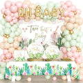Hombae Taco Bout A Baby Decorations, Fiesta Baby Shower Supplies, Pastel Mexican Themed Backdrop Balloon Tablecloth Tableware Set with Plates Napkins Forks for Taco Cactus Party Supplies by Hombae